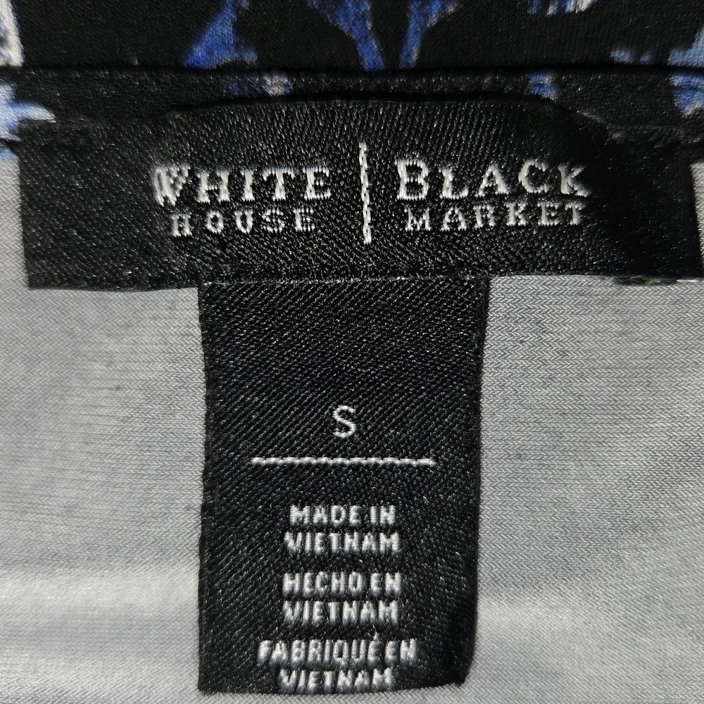 White House Black Market Blue Black Floral Dress Women's Size Small Square Neck - Picture 2 of 8